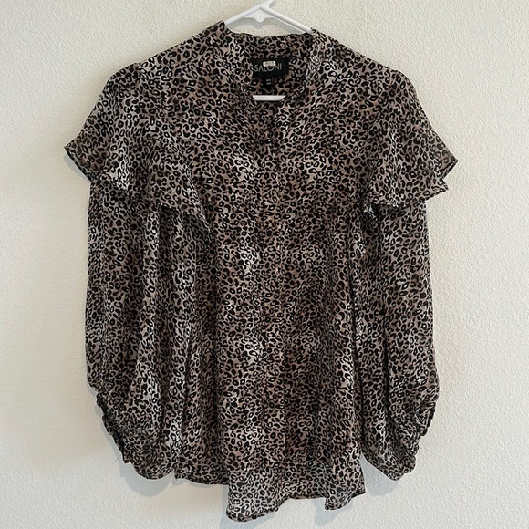 SALONI Chloe 100% Silk Animal Print Blouse - Picture 1 of 7